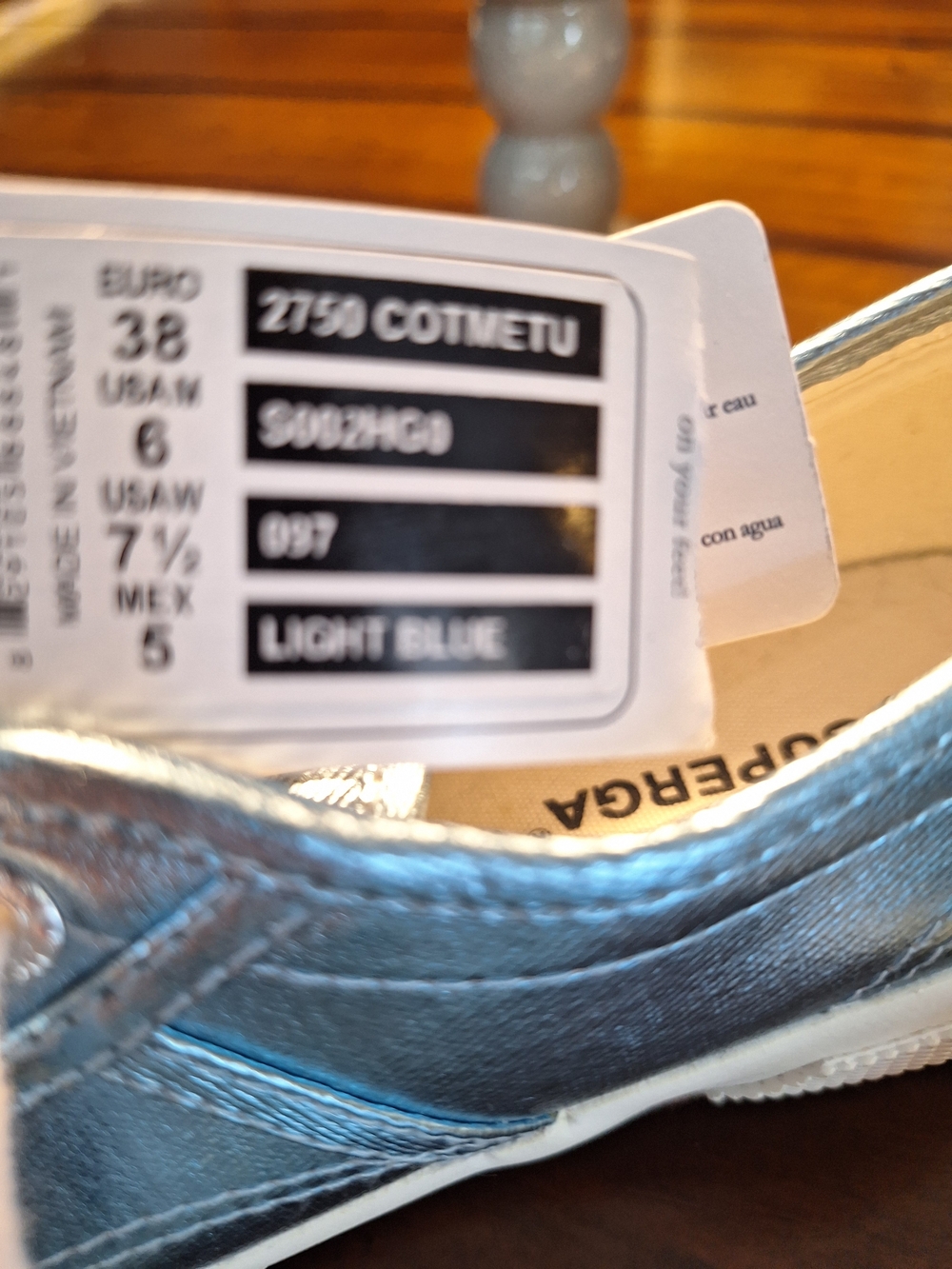 Superga Metallic Light Blue Lace-Up Sneakers - Picture 5 of 8